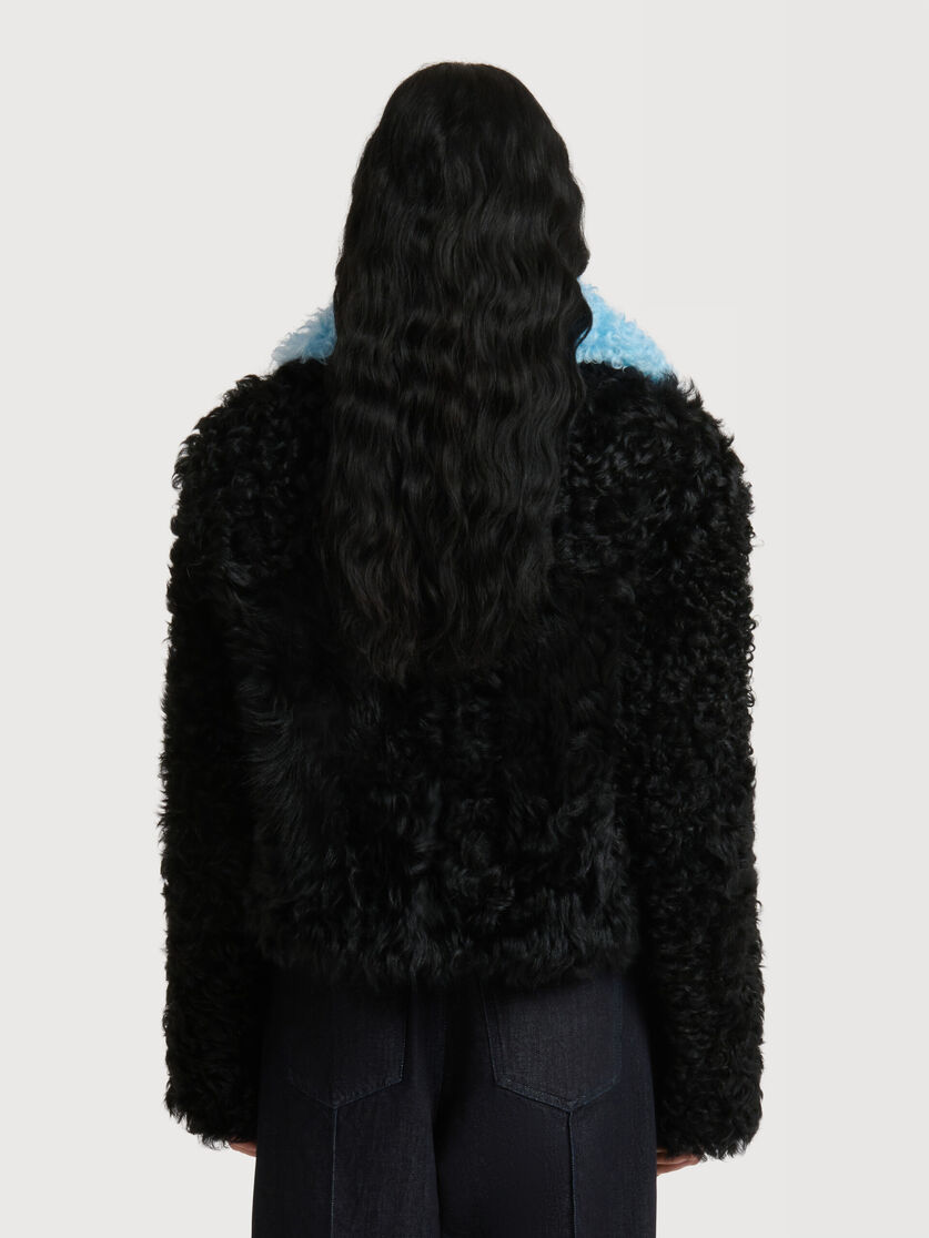 컬러 블록 디테일 블랙 시어링 재킷, Image 4