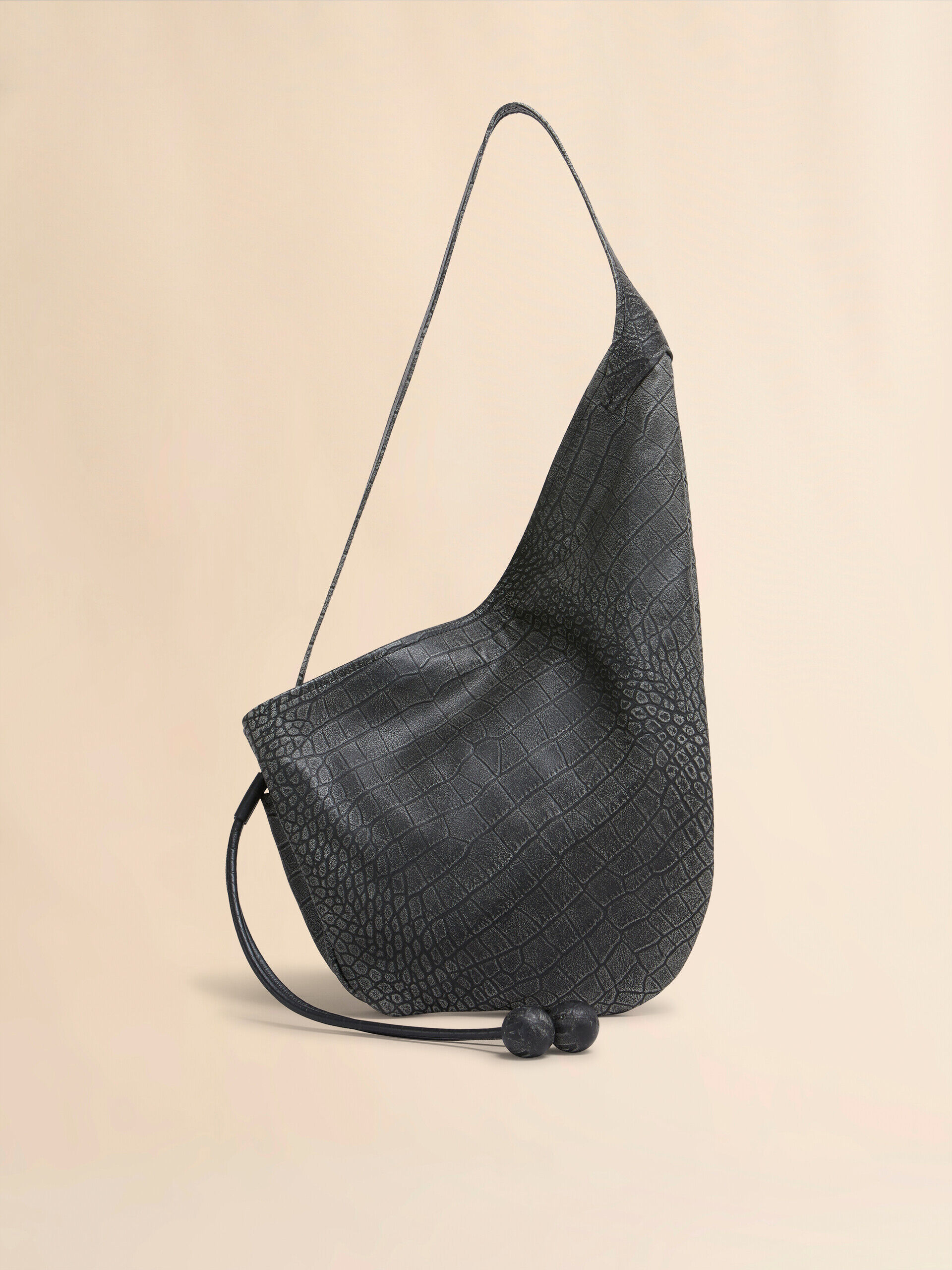 シューズ・サンダルその他 MARNI SHOULDER BAGS Small black crocodile print Hobo bag | Marni