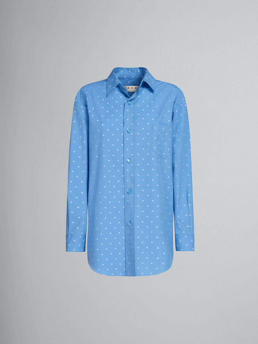 Light blue poplin shirt with polka dots - Shirts - Image 1