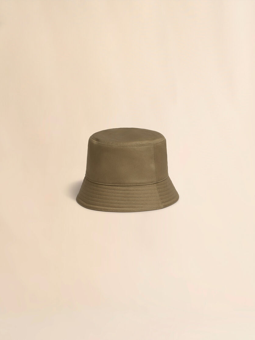 Black organic gabardine bucket hat with embroidered logo - Hats - Image 3