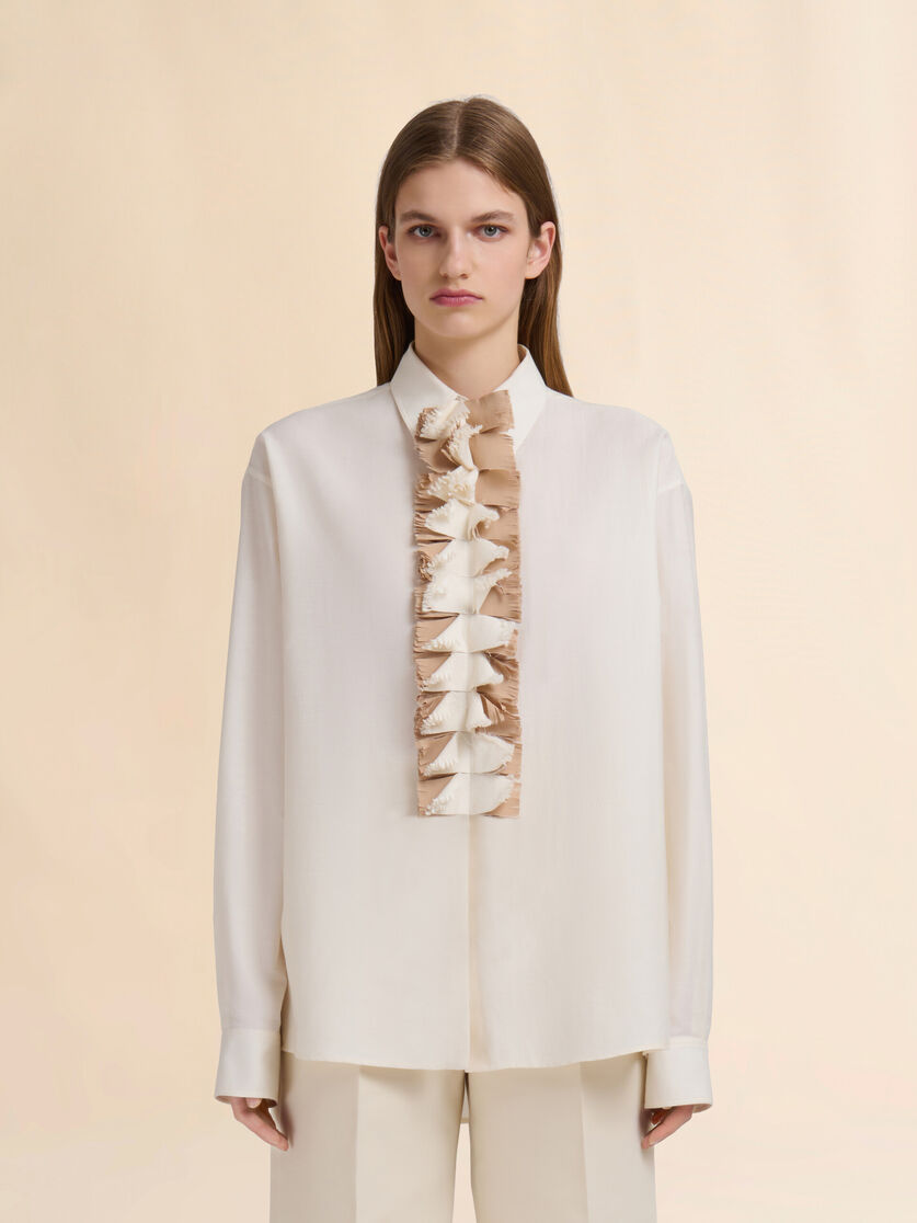 Cream twill shirt with detachable plastron - Shirts - Image 2