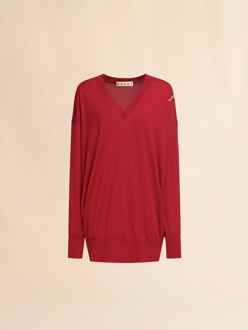 Oversize silk and wool blend jumper with Marni Symbol - Pullovers - Image 1