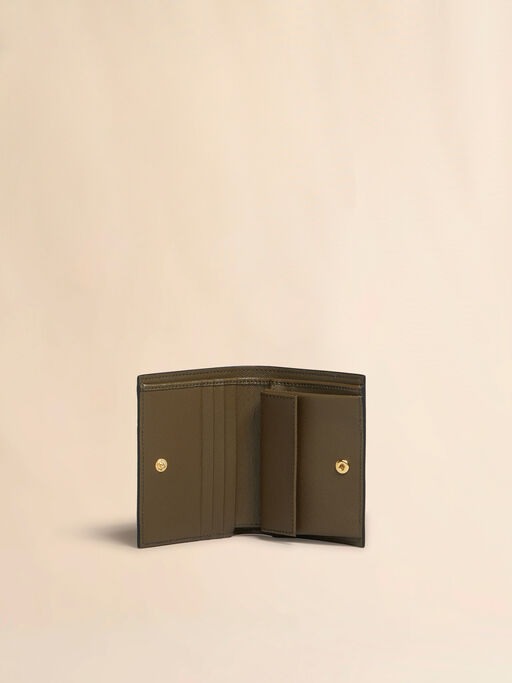 Deep blue cream and green saffiano leather bi-fold wallet - Wallets
