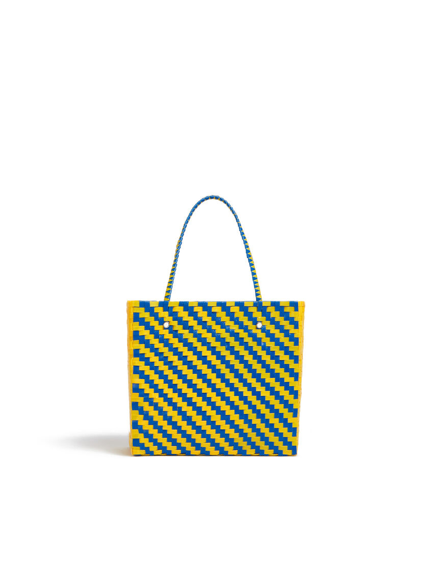 Sac Marni Market Mini Basket bleu et jaune avec motif en zigzag - Sacs cabas - Image 3