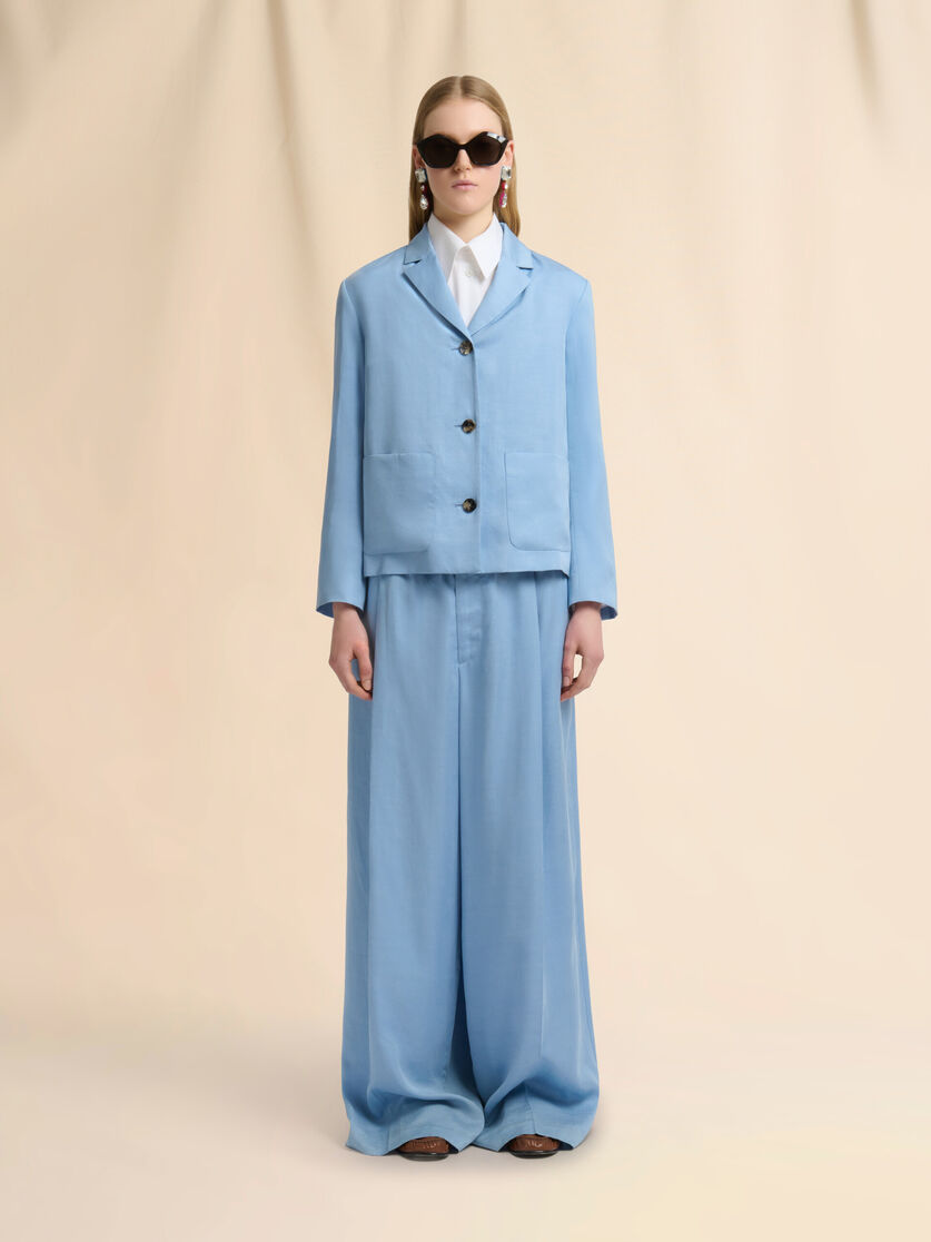 Light blue satin single-breasted jacket, Image 2