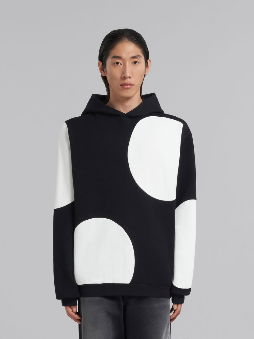 Black bio cotton hoodie with maxi polka dots - Sweaters - Image 2