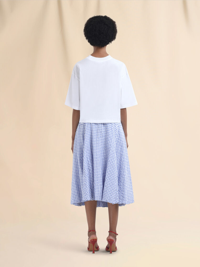 White and light blue checked seersucker skirt - Skirts - Image 3