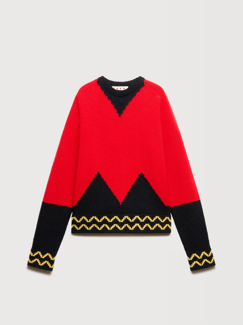Red wool jumper with M intarsia, Image 1