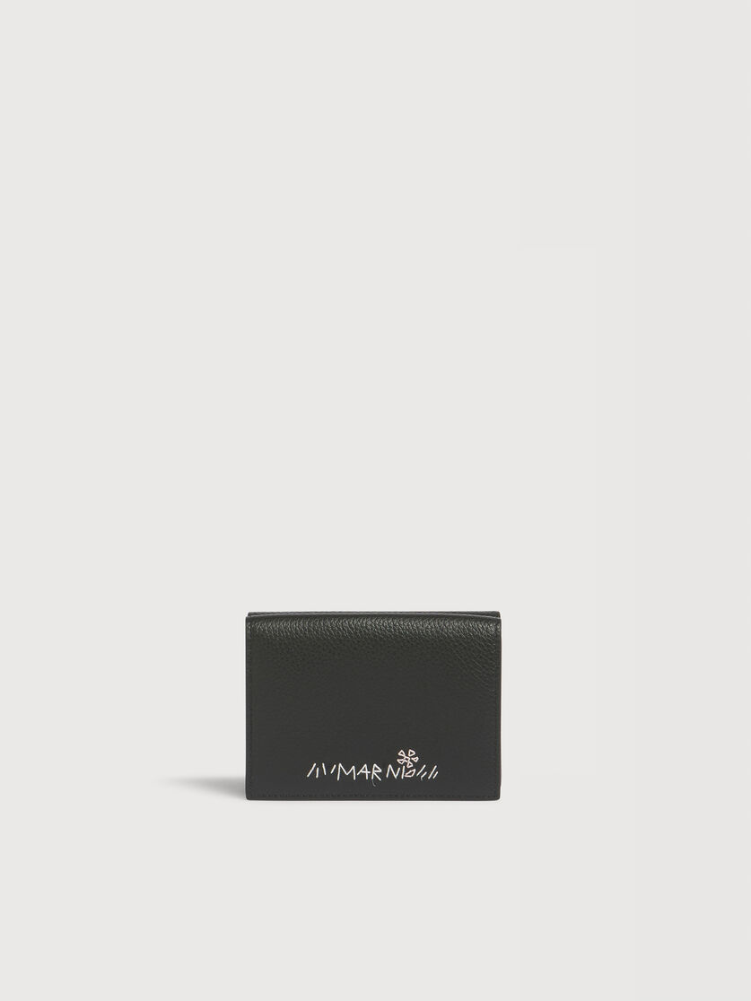 Portafoglio trifold in pelle nera con ricamo Marni Mending, Image 1