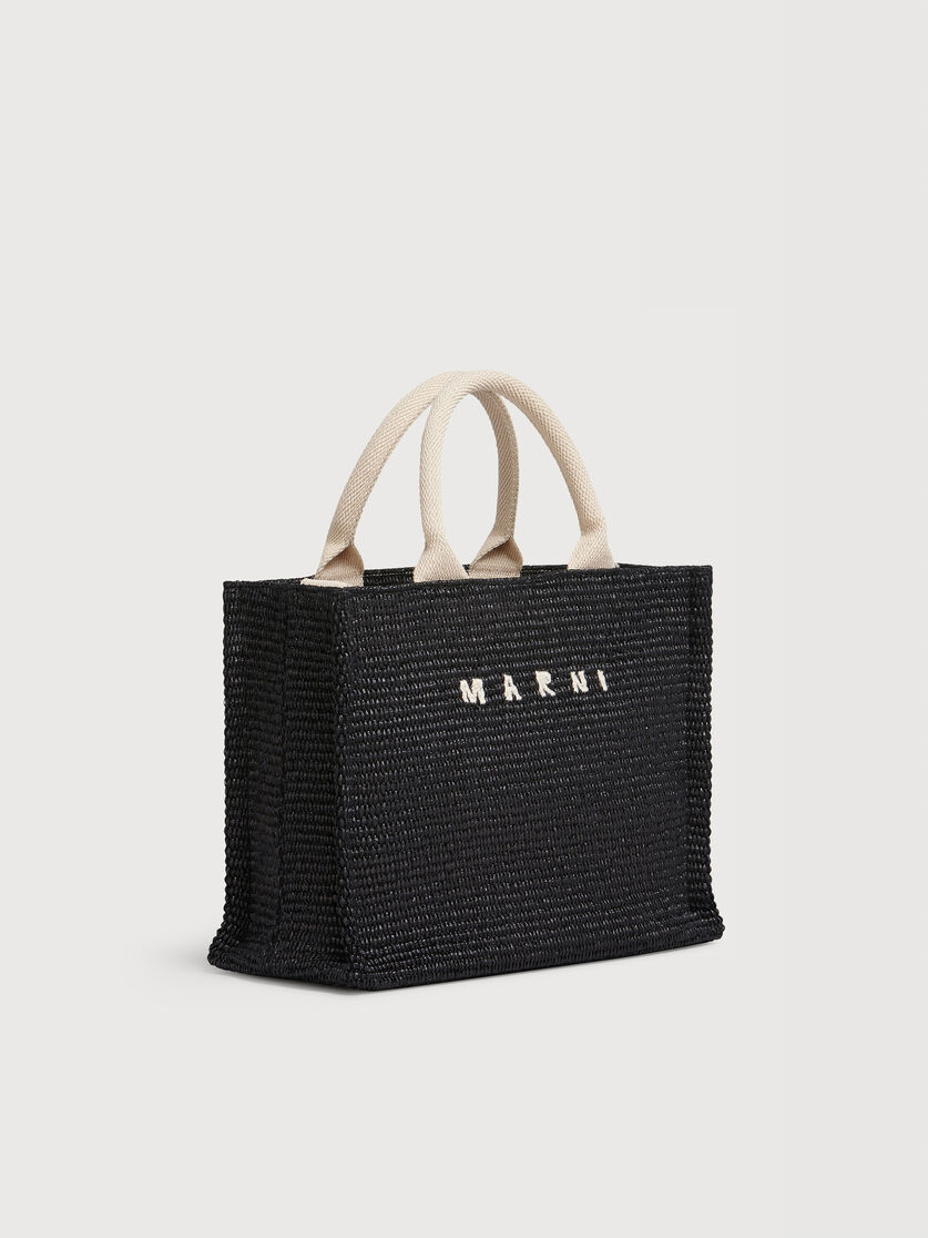 Black raffia-effect Small Tote Bag, Image 5
