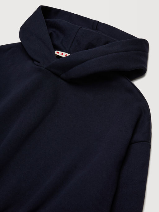 Dark blue cotton hoodie with elasticated logo band - Sweaters