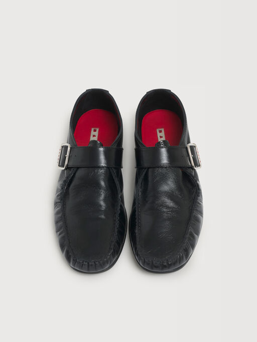 Black leather loafer - Lace-ups