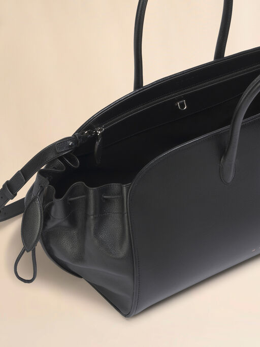 Black leather Tulipea medium top-handle - Handbags