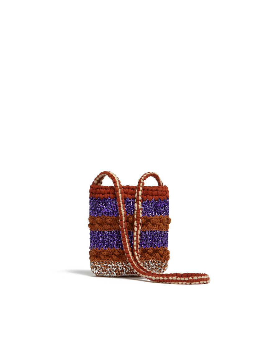 Brown and purple bobble-knit MARNI MARKET MINI CROSSBODY bag - Shopping Bags - Image 3