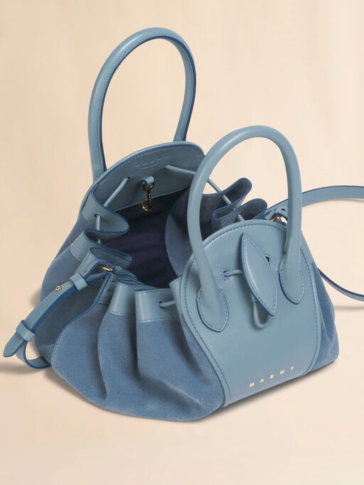 Blue leather and suede Tulipea small handbag - Shoulder Bags