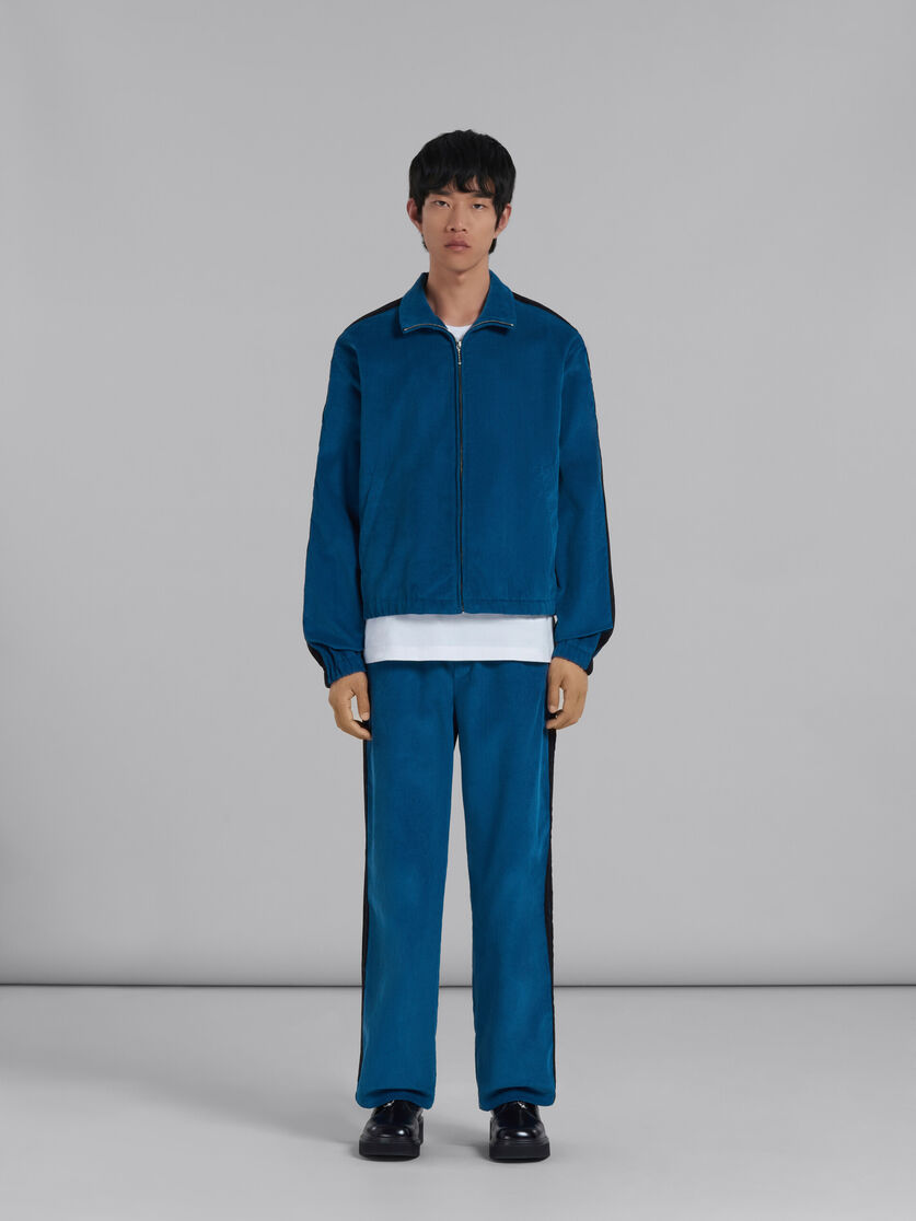 Blue corduroy jacket with side bands - Jackets - Image 2
