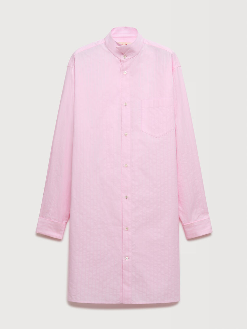 Pink poplin longline shirt with raised stripes, Image 1