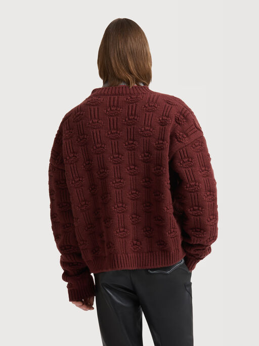 Brown fisherman wool-cashmere cardigan - Pullovers