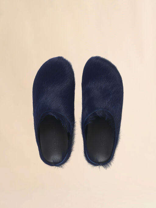 Blue long hair calfskin Fussbett sabot - Clogs