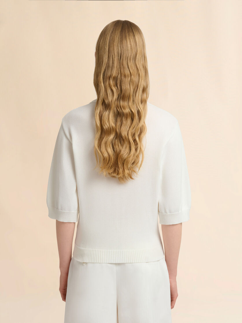 Cream cotton zip cardigan with floral print, Image 3