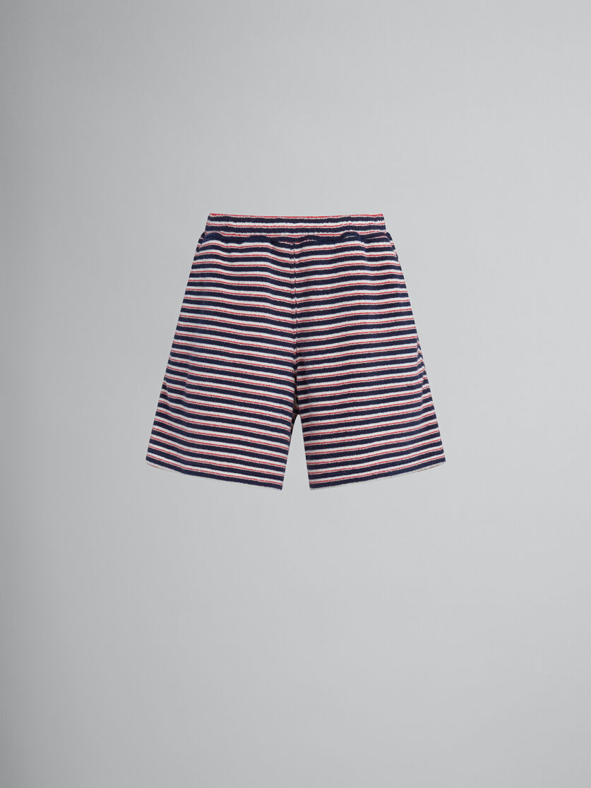Red and blue striped terry shorts - Pants - Image 1