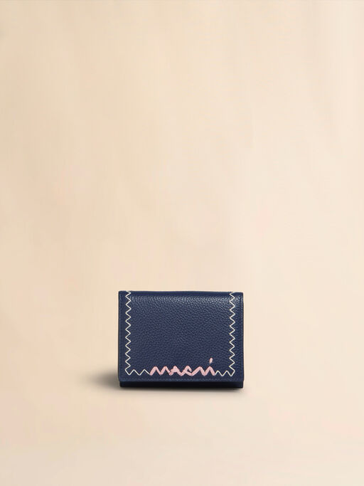 Black leather trifold wallet with Marni Symbol logo - Wallets