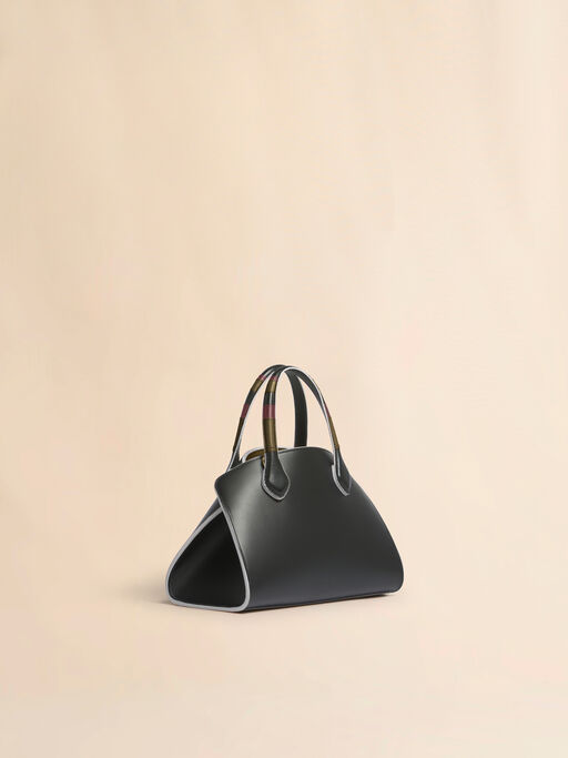 Black leather Overlap small handbag - Handbags