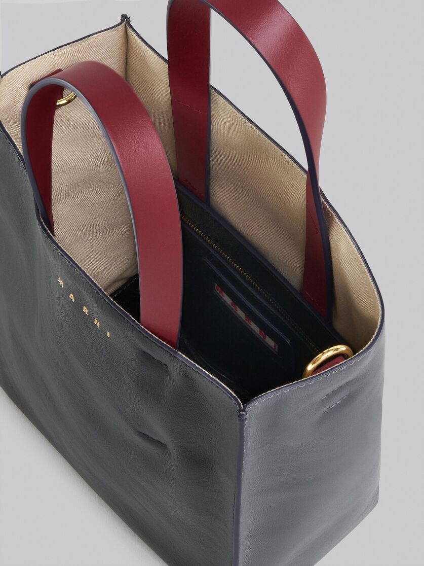 Museo Soft Mini Bag in grey black and red leather - Shopping Bags - Image 4
