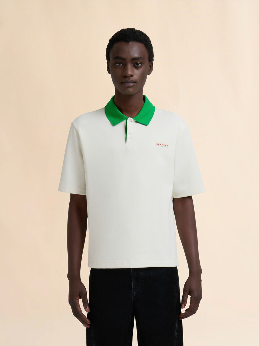 Light blue piqué polo shirt with contrast collar - Shirts - Image 2