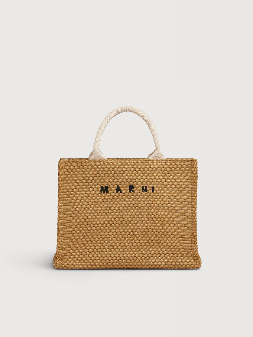 Kleine Tote Bag aus naturfarbenem Material in Bast-Optik, Image 1