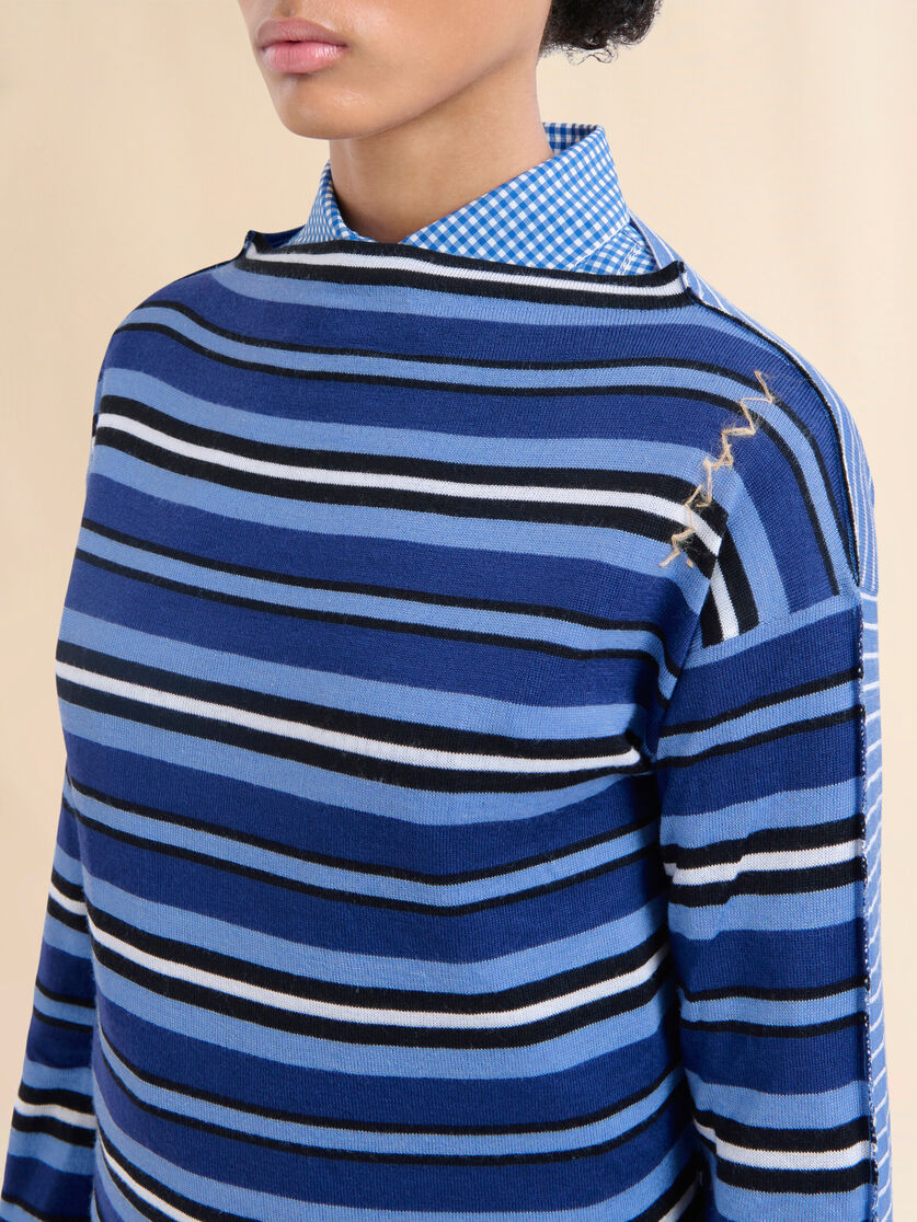 Striped knitted top with contrasting back panel - Pullovers - Image 4