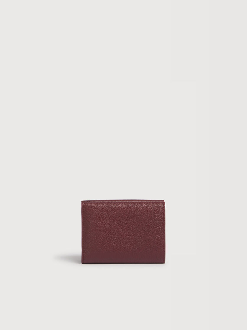 Burgundy leather trifold wallet with Marni Mending, Image 3