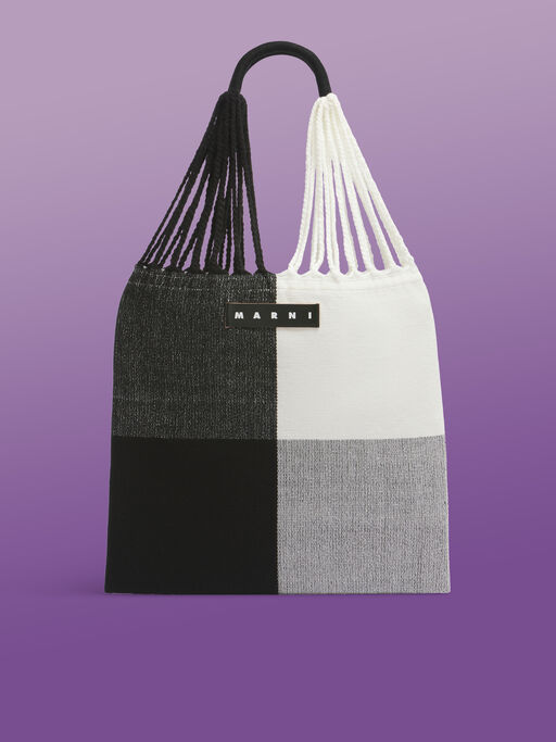 ナチュラルホワイト MARNI MARKET BIG CHECK HAMMOCK BAG - ハンドバッグ