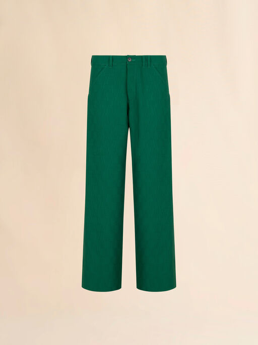 Green jacquard wool trousers with geometric motif - Pants