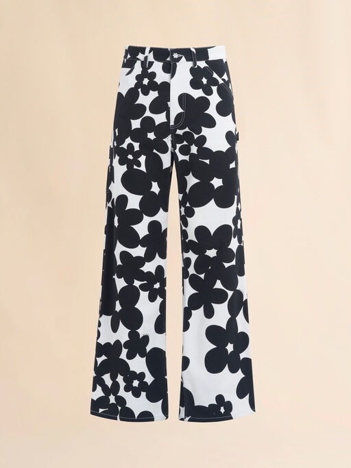 Cotton cargo pants with black and white Dillies print - Pants