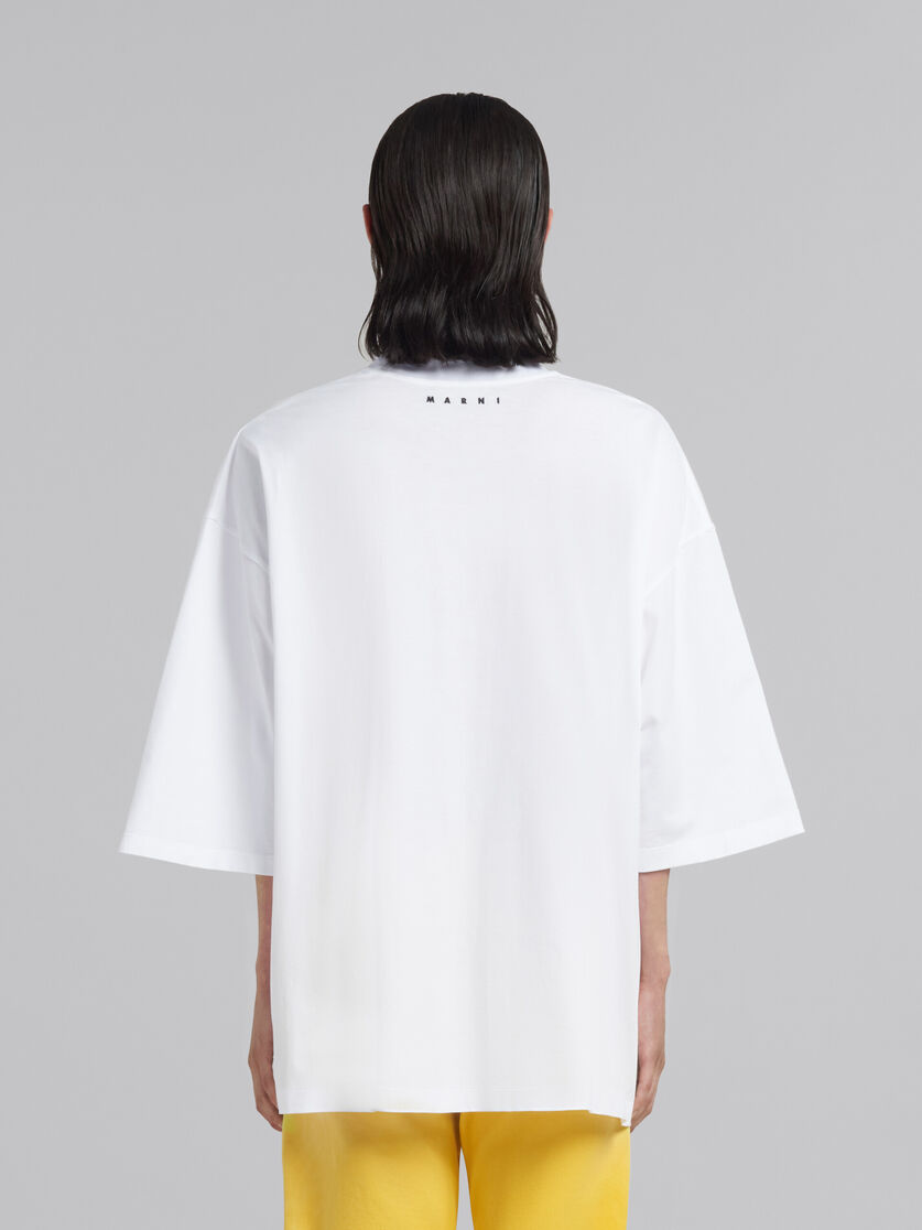 White bio cotton T-shirt with maxi slogan print - T-shirts - Image 3