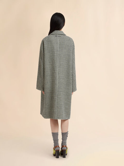 Beige felt coat with checked pattern - Coats