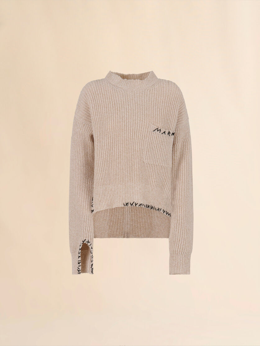 Oat mouliné wool jumper with Marni Mending - Pullovers - Image 1