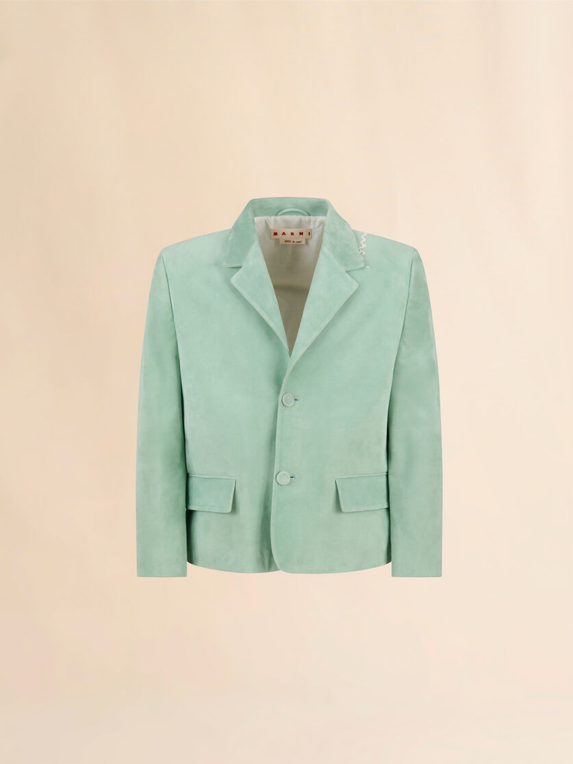 Green suede boxy jacket - Jackets - Image 1
