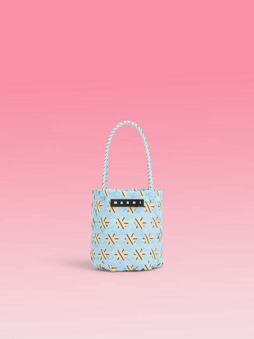 ライトブルー MARNI MARKET シリンダーシェイプ バスケットバッグ - ショッピングバッグ
