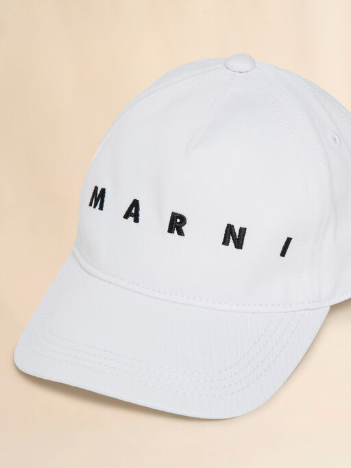 White cotton baseball cap with Marni embroidery - Caps