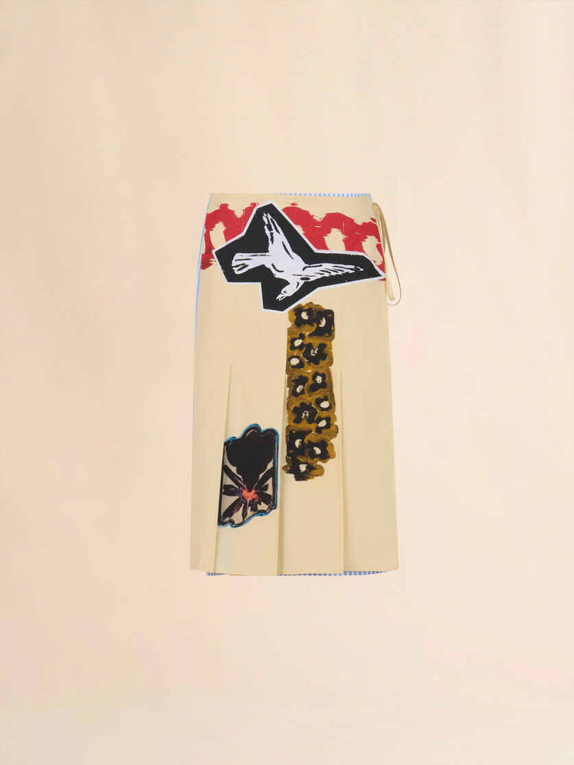 Light blue striped poplin wrap skirt - Skirts - Image 1