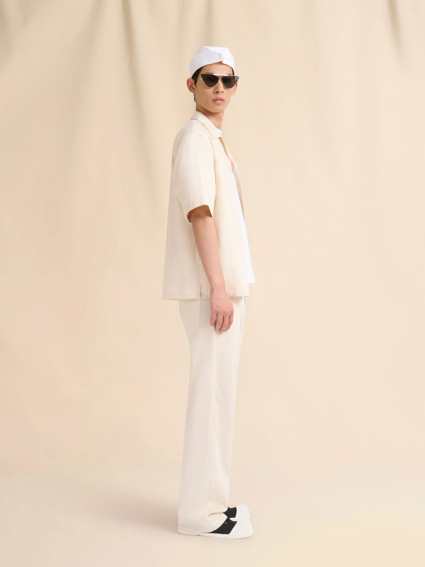 White cotton T-shirt with mohair patches - Shirts - Image 5