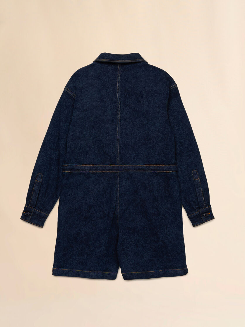 Blue denim playsuit with embroidered Marni logo - Pants - Image 2