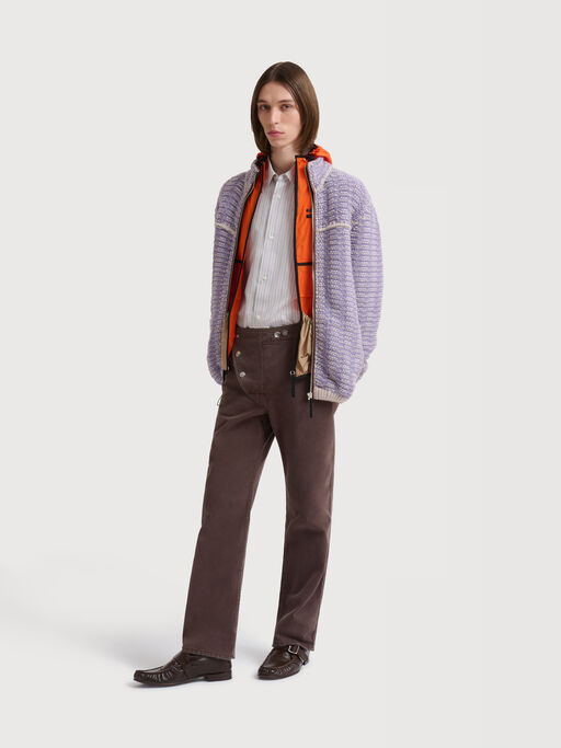Purple drill trousers with asymmetric flap - Pants