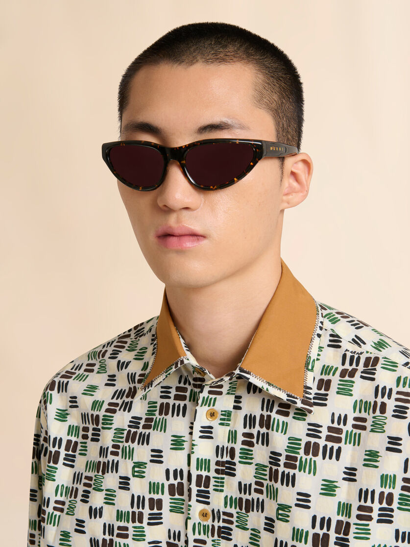 Camisa de popelina color crema con estampado Rhythms, Image 4