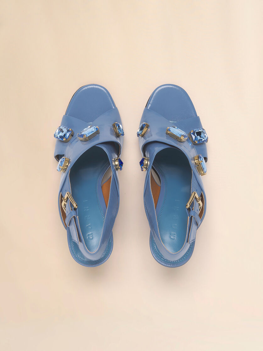 Light blue leather criss-cross sandal, Image 4