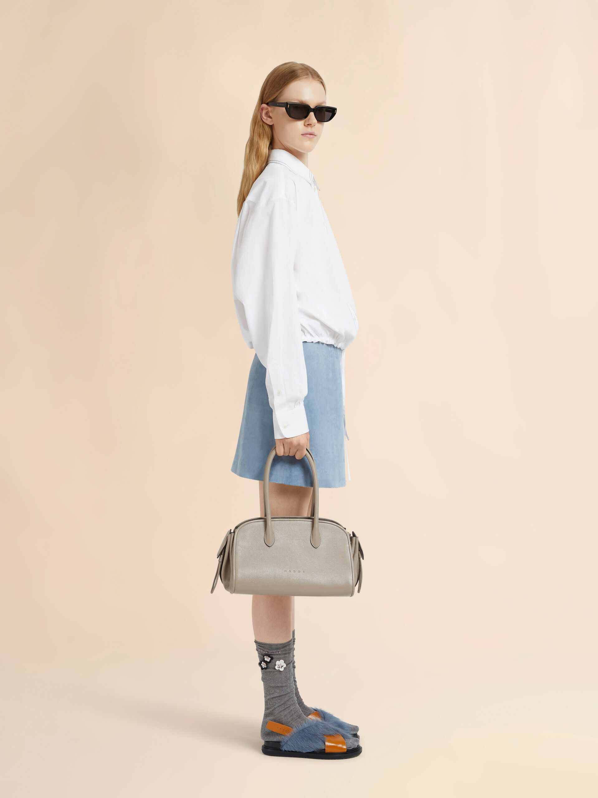 ベージュレザー製 スモール Tulipea ハンドバッグ | Marni