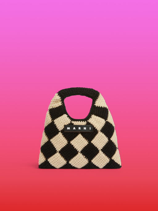 ホワイト&ブラック MARNI MARKET DIAMOND テックウールミニバッグ - ショッピングバッグ
