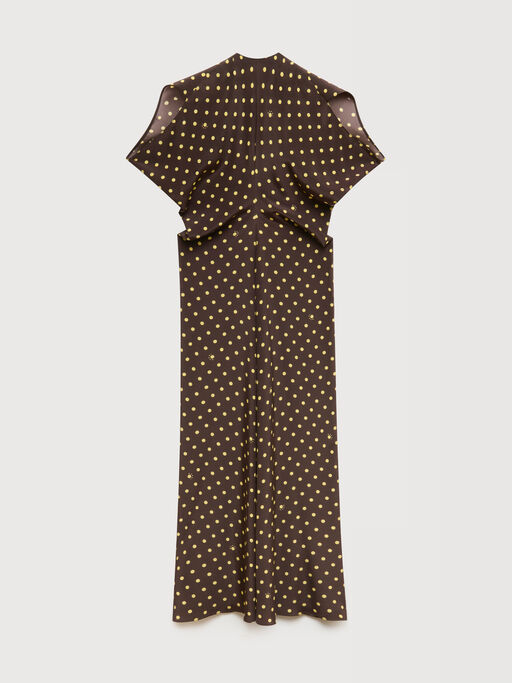 Brown cr&ecirc;pe de chine dress with Polka Rhythm print - Dresses
